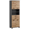 HOCHSCHRANK 60/181/33 cm  - Anthrazit/Schwarz, KONVENTIONELL, Holzwerkstoff/Kunststoff (60/181/33cm) - Stylife