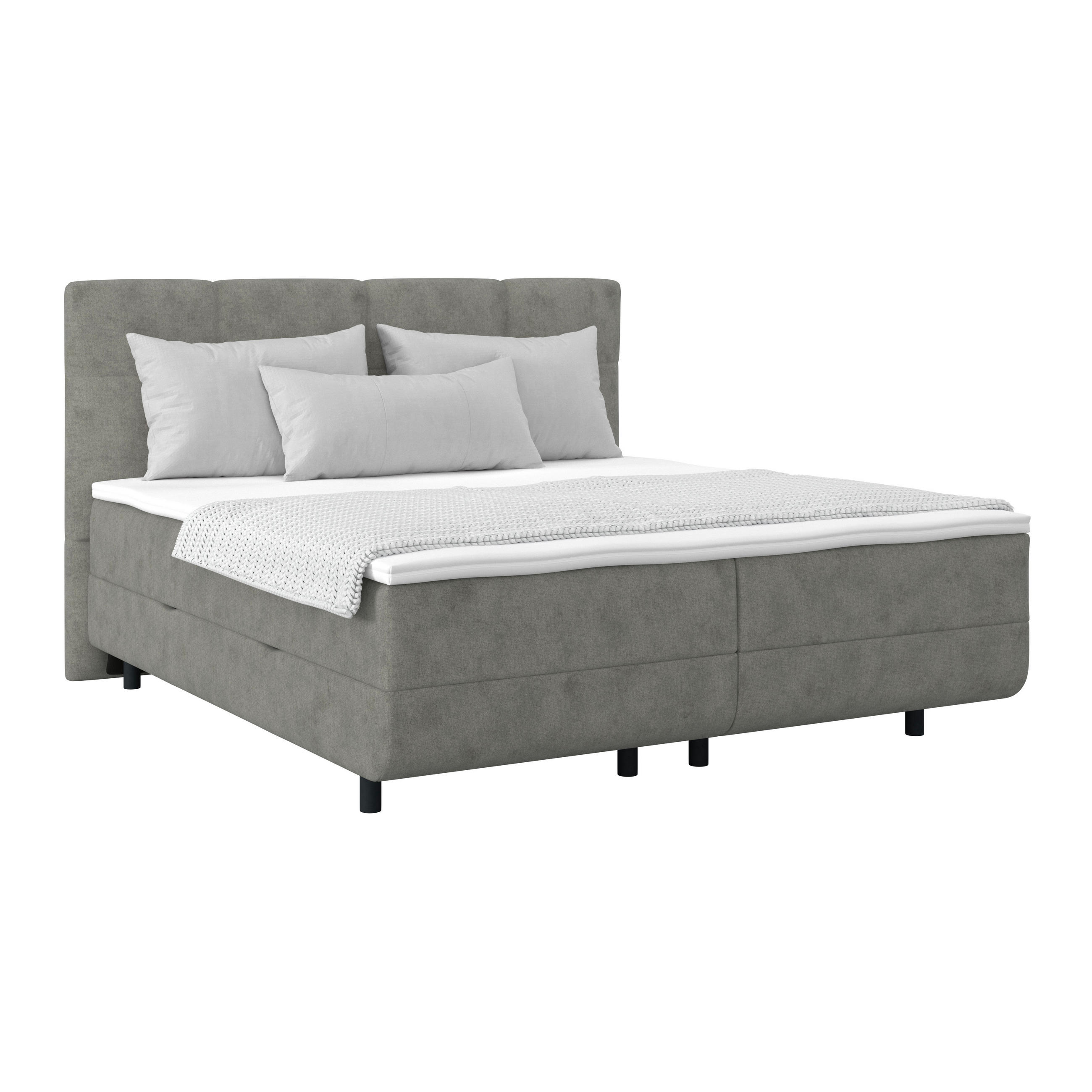 POLSTERBETT Bettkasten, Topper 160/200 cm  in Grau  - Schwarz/Grau, MODERN, Kunststoff/Textil (160/200cm) - MID.YOU