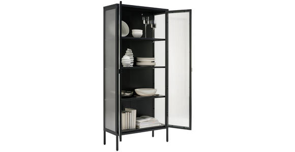 VITRINE in Schwarz - Schwarz, Trend, Glas/Metall (80/180/35cm) - Xora