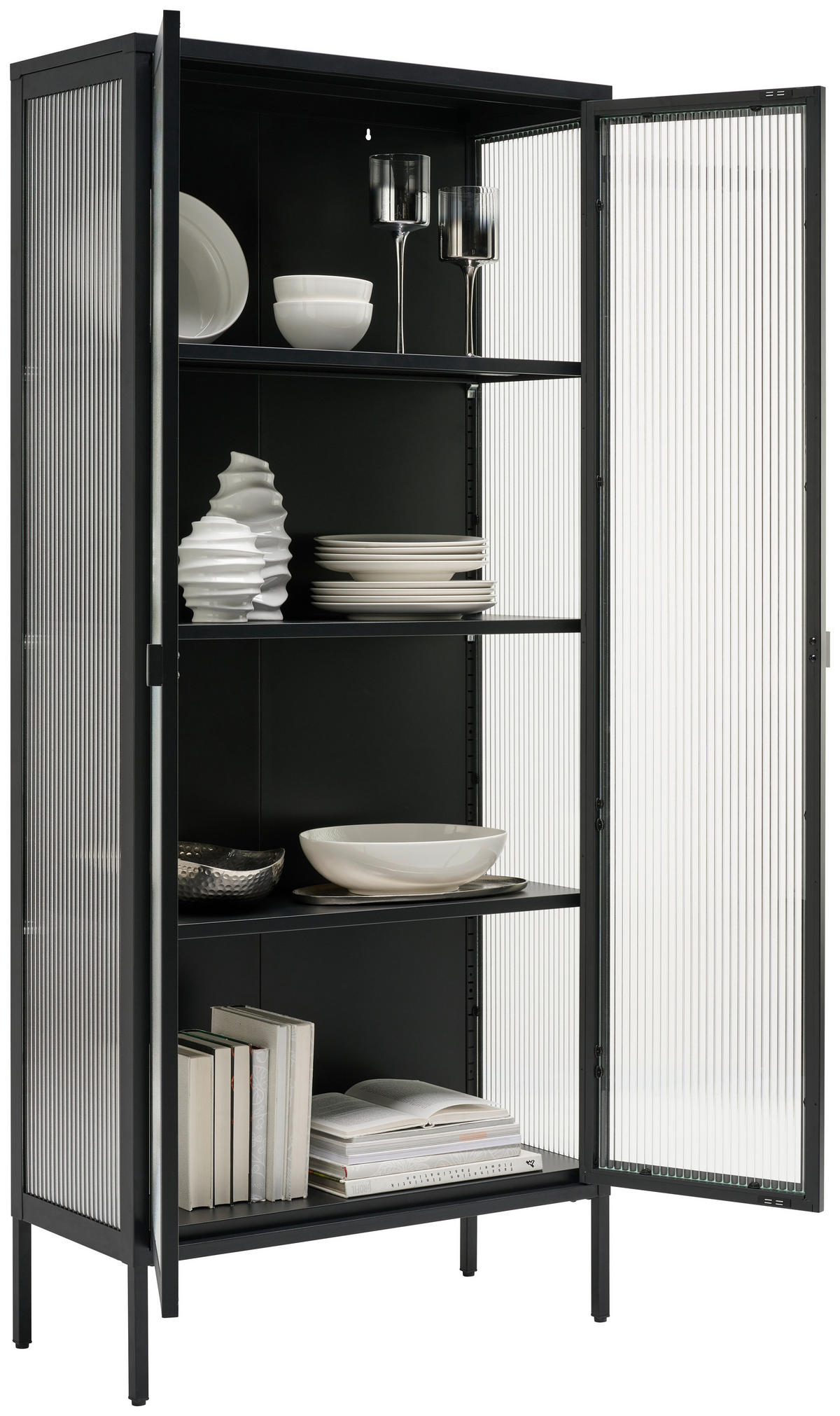 VITRINE in Schwarz  - Schwarz, Trend, Glas/Metall (80/180/35cm) - Xora