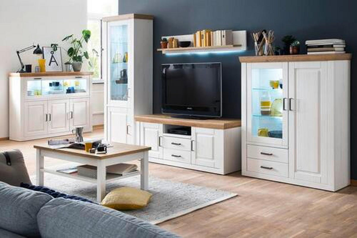 HIGHBOARD  in 118/142/40 cm  - Eichefarben/Schwarz, Lifestyle, Glas/Holzwerkstoff (118/142/40cm) - Livetastic