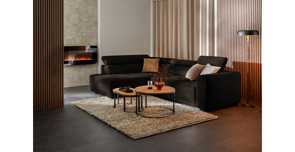 ECKSOFA in Struktur Dunkelbraun 205/284 cm - Dunkelbraun/Schwarz, Design, Kunststoff/Textil (205/284cm) - Xora