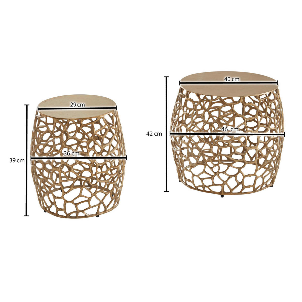 SATZTISCH rund Goldfarben  - Goldfarben, Design, Metall (46/42cm) - MID.YOU