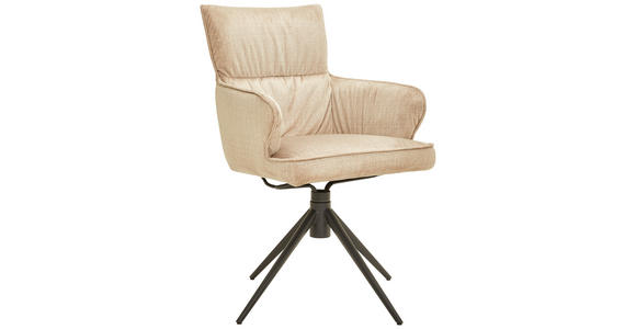 ARMLEHNSTUHL  in Eisen Velours  - Creme/Schwarz, Design, Textil/Metall (58/91/62cm) - Dieter Knoll