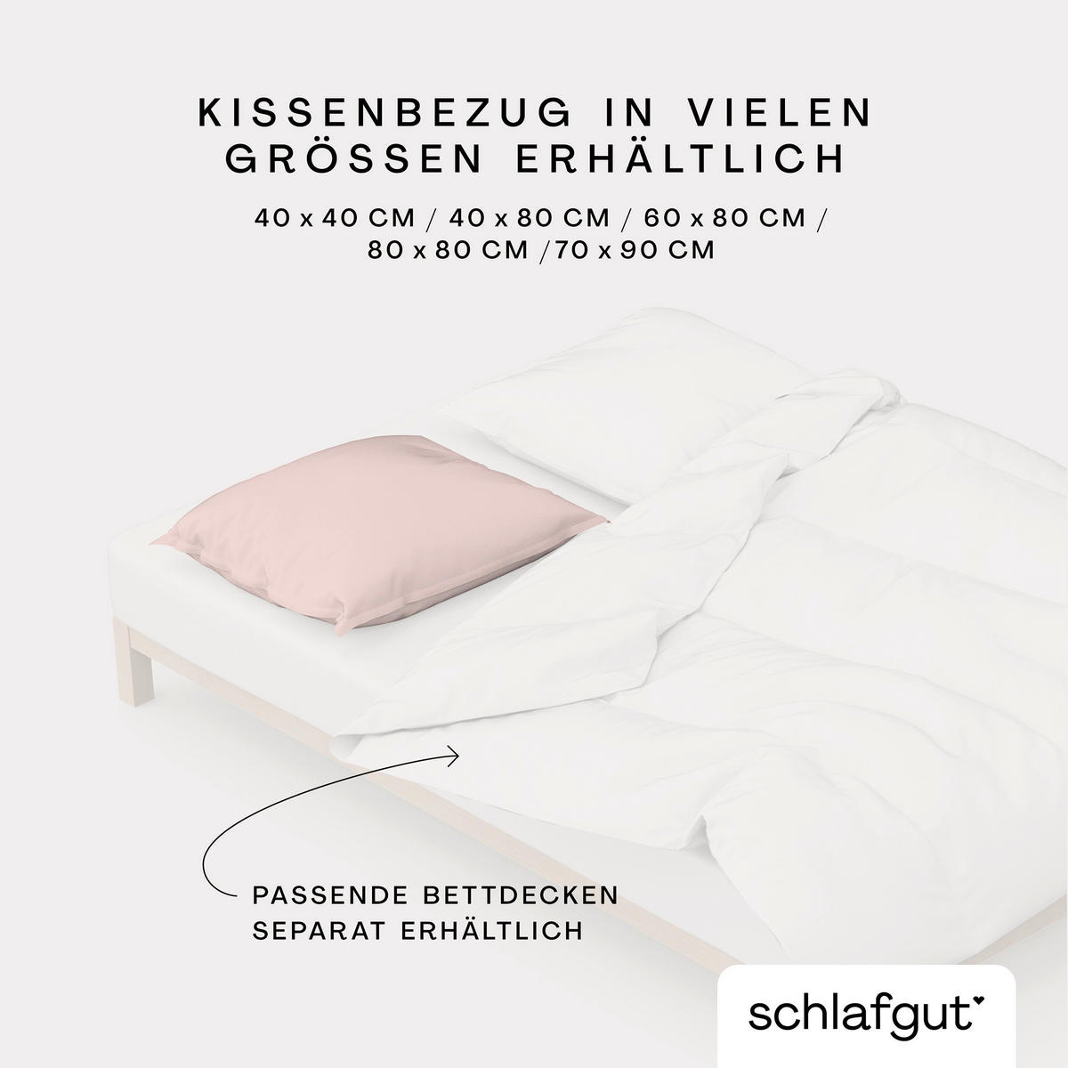 KOPFKISSENBEZUG WOVEN SATIN 40/80 cm  - Hellrosa, Basics, Textil (40/80cm) - Schlafgut