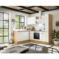 HÖRNKÖK 250/170 cm  i ek Artisan, vit högglans  - aluminiumfärg/vit högglans, Lifestyle, trämaterial/plast (250/170cm) - Respekta