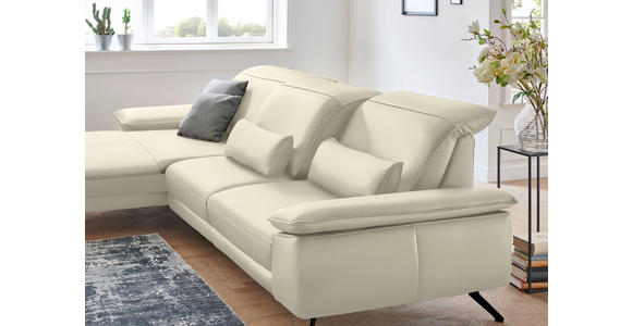 ECKSOFA in Echtleder Naturfarben 193/328 cm - Schwarz/Naturfarben, Design, Leder/Metall (193/328cm) - Dieter Knoll
