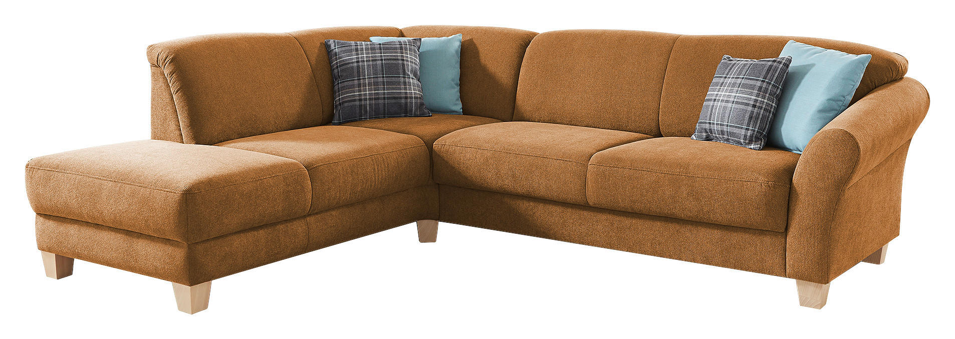 ECKSOFA in Flachgewebe Terracotta - Terracotta/Naturfarben, Konventionell, Holz/Textil (212/257cm) - Sit & More
