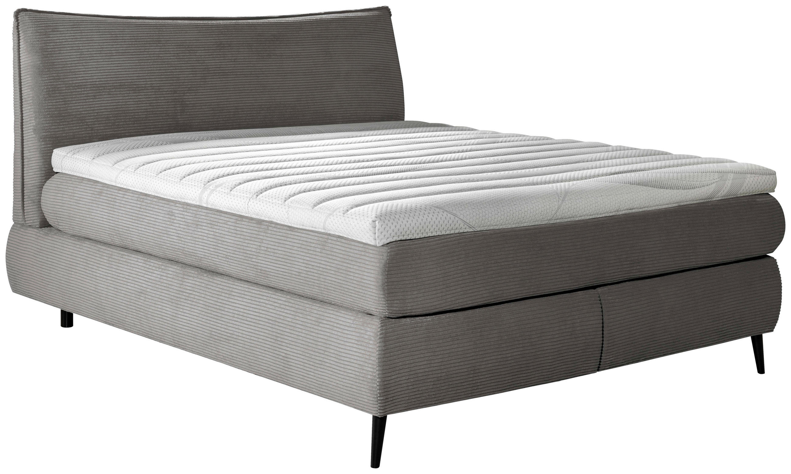BOXSPRINGBETT 180/200 cm,  in Dunkelgrau, gepolstertes Kopfteil, Topper, Matratzen, H2 + H3 = mittel + fest  - Dunkelgrau/Schwarz, Trend, Holz/Textil (180/200cm) - Esposa
