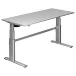 SCHREIBTISCH 180/80/66-130 cm  in Grau, Silberfarben  - Silberfarben/Grau, Design, Holzwerkstoff/Metall (180/80/66-130cm) - Venda