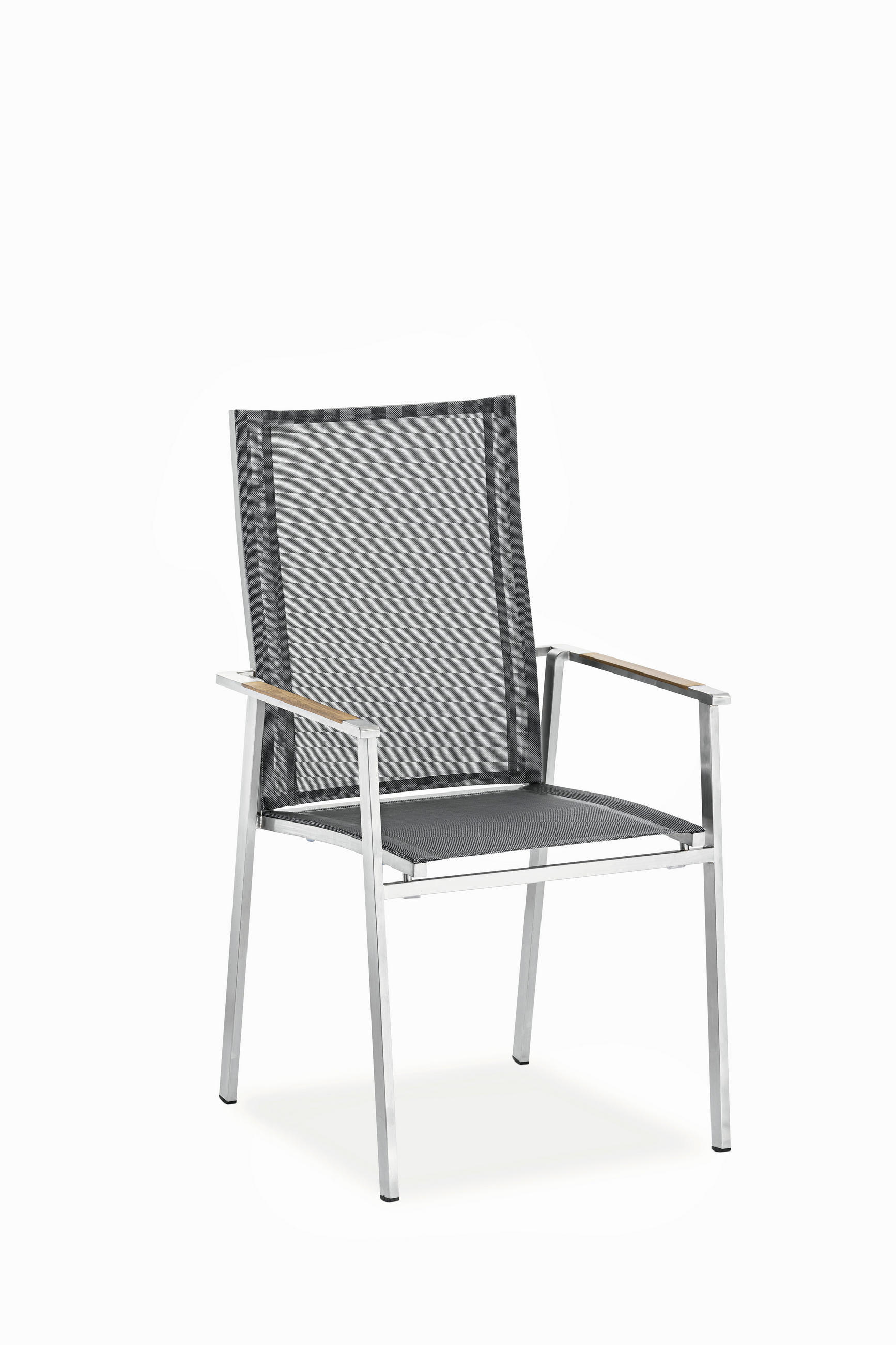 GARTENSTUHL Edelstahl Schwarz, Edelstahlfarben  - Edelstahlfarben/Schwarz, Design, Holz/Textil (57/100/64cm)