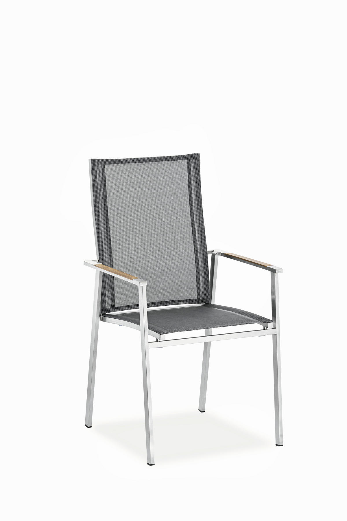 GARTENSTUHL Edelstahl Schwarz, Edelstahlfarben  - Edelstahlfarben/Schwarz, Design, Holz/Textil (57/100/64cm)