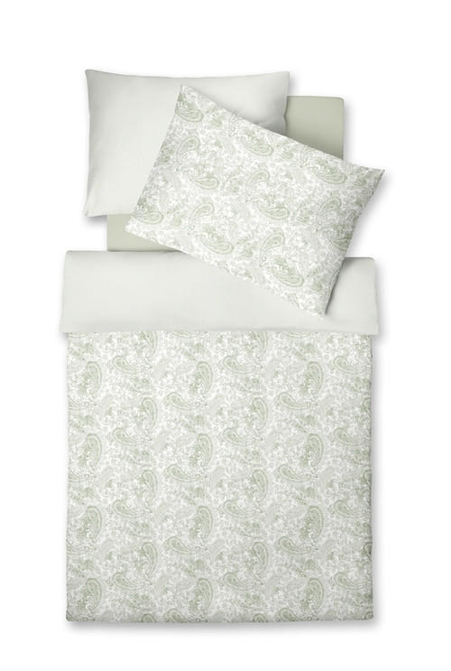 Fleuresse OBOJSTRANNÁ POSTEĽNÁ BIELIZEŇ, makosatén, zelená, biela, 140/200 cm