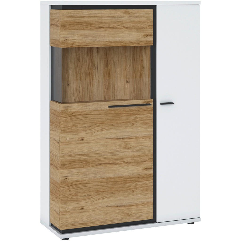 Vitrine Salinas Weiß Eichefarben/glasfront Links