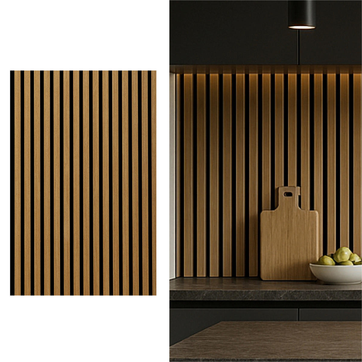 AKUSTIKPANEEL Echtholz  - Eichefarben, Basics, Holzwerkstoff/Kunststoff (120/56/1,6cm) - Novel