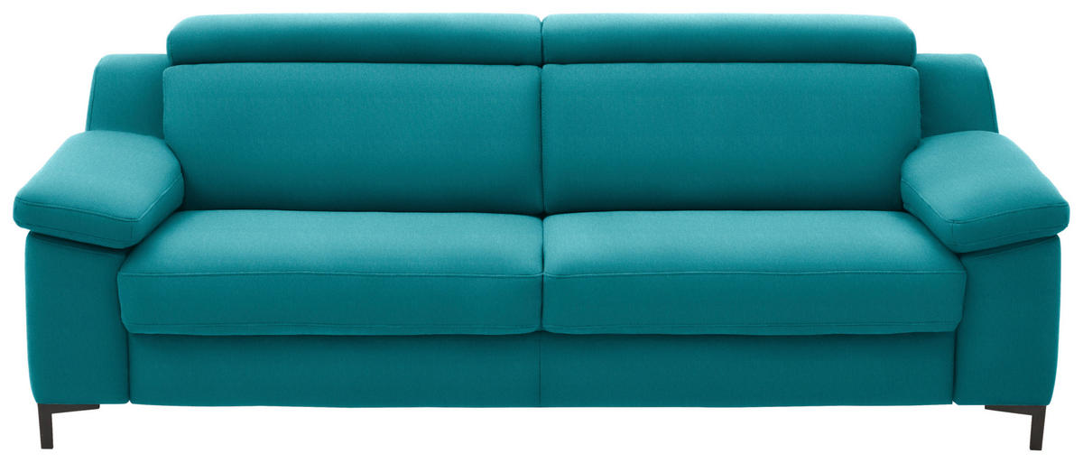3-SITZER-SOFA in Chenille Petrol  - Petrol/Schwarz, Design, Textil/Metall (230/104/104cm) - Valdera