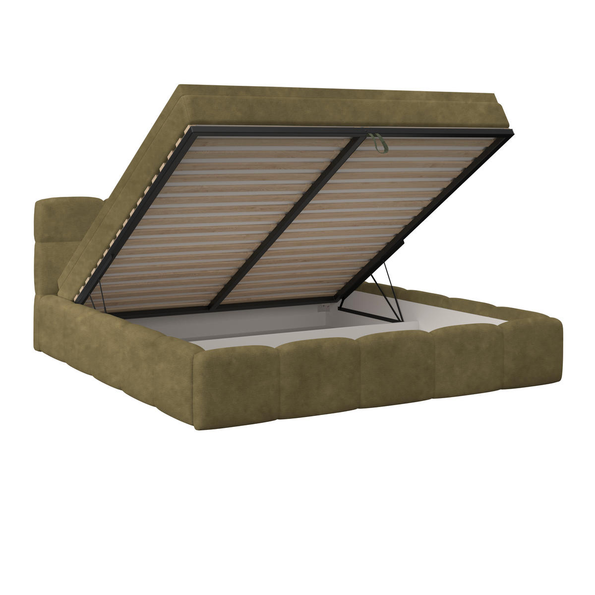 POLSTERBETT 160/200 cm,  in Grün, Matratze, Bettkasten, H3 = fest  - Schwarz/Grün, Trend, Kunststoff/Textil (160/200cm)