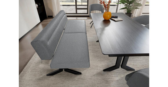 SITZBANK 220/87/70-86 cm in Hellgrau - Hellgrau/Schwarz, KONVENTIONELL, Textil/Metall (220/87/70-86cm) - Moderano
