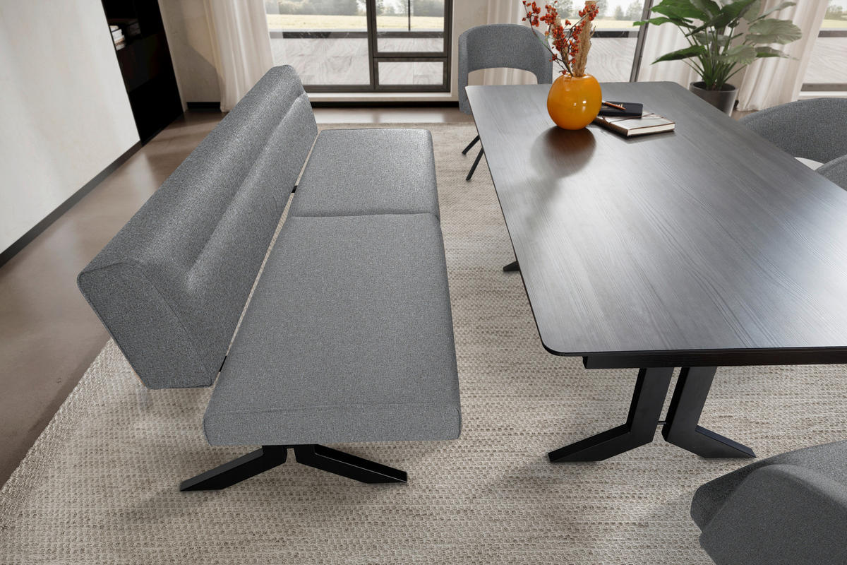 SITZBANK in Metall, Textil Hellgrau  - Hellgrau/Schwarz, Konventionell, Textil/Metall (220/87/70-86cm) - Moderano