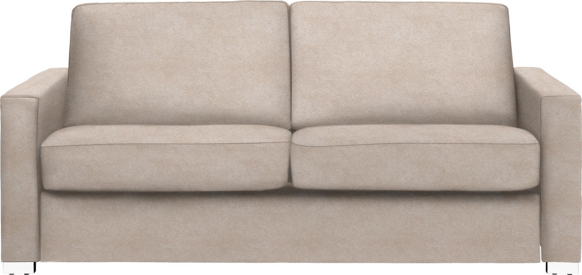 SCHLAFSOFA  in Flachgewebe Sandfarben  - Sandfarben/Chromfarben, KONVENTIONELL, Textil/Metall (188/86/97cm) - Novel