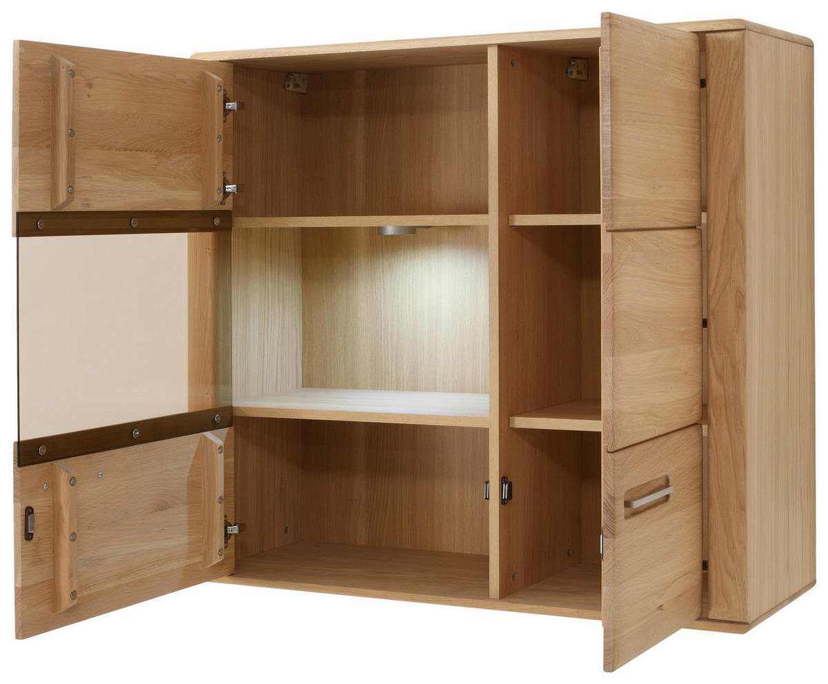 WOHNWAND  in Eichefarben  303/209/51 cm  - Eichefarben/Silberfarben, Design, Glas/Holz (303/209/51cm) - Livetastic
