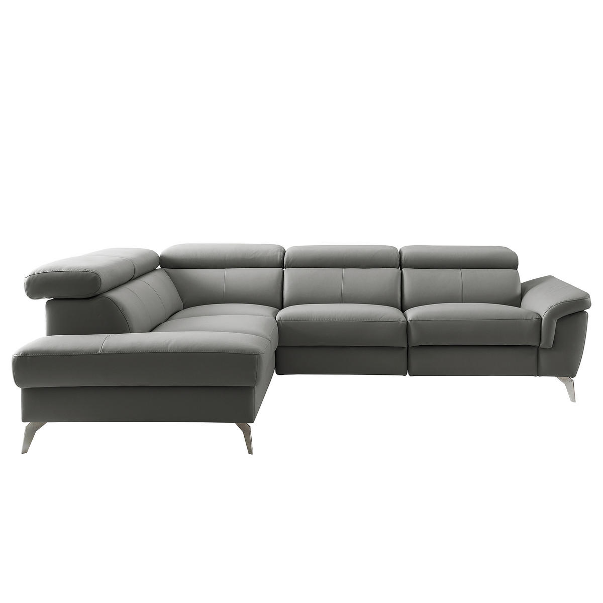 ECKSOFA  in Lederlook Echtleder Anthrazit  210/265 cm  - Chromfarben/Anthrazit, Design, Leder/Textil (210/265cm) - Livetastic