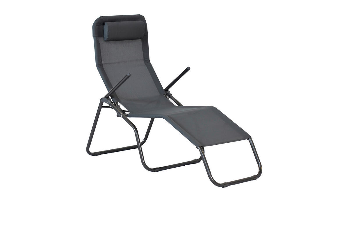 GARTENLIEGE 67/116/154 cm  - Grau, KONVENTIONELL, Textil/Metall (67/116/154cm) - Gardenson