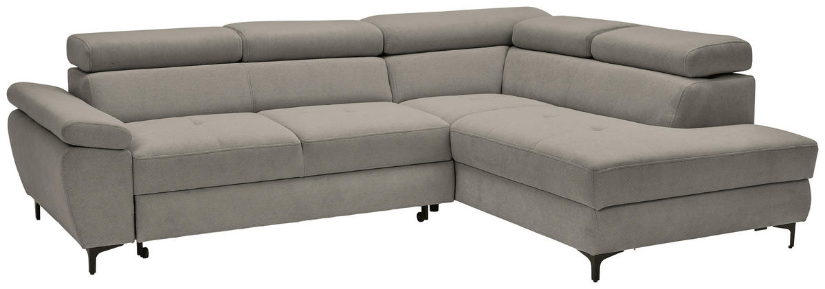 ECKSOFA inkl. Funktion COMBO Dunkelgrau Flachgewebe  - Dunkelgrau/Schwarz, Design, Textil/Metall (266/206cm) - Stylife