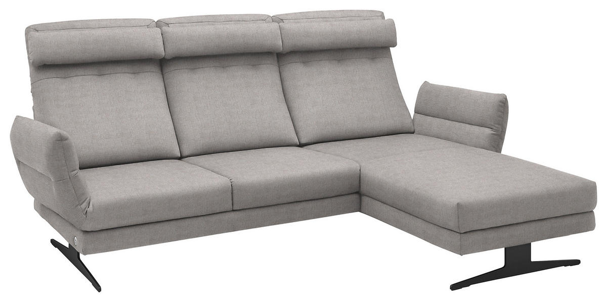 ECKSOFA in Flachgewebe Sandfarben  - Sandfarben/Schwarz, Design, Textil/Metall (279-327/176-217cm) - Dieter Knoll