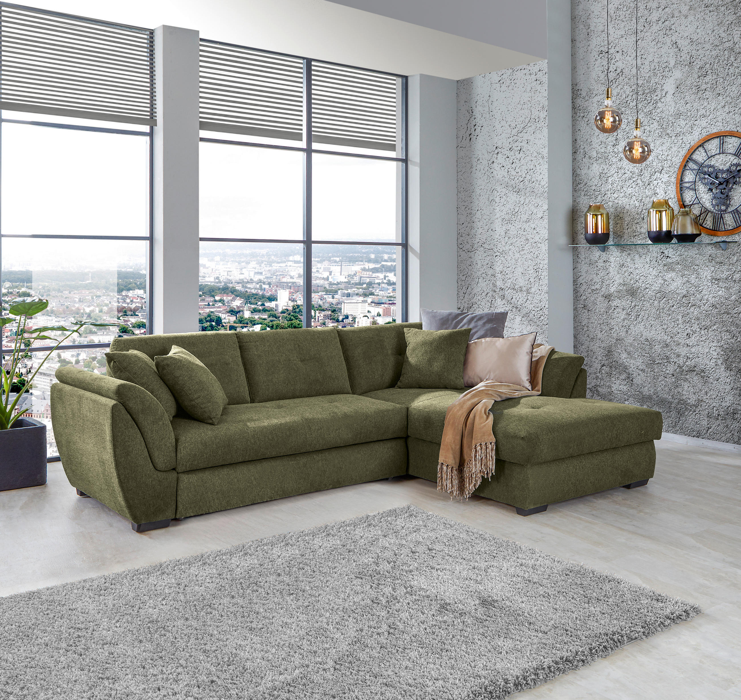 HÖRNSOFFA i vävt tyg grön  - grön/svart, Design, textil/plast (278/187cm) - Livetastic