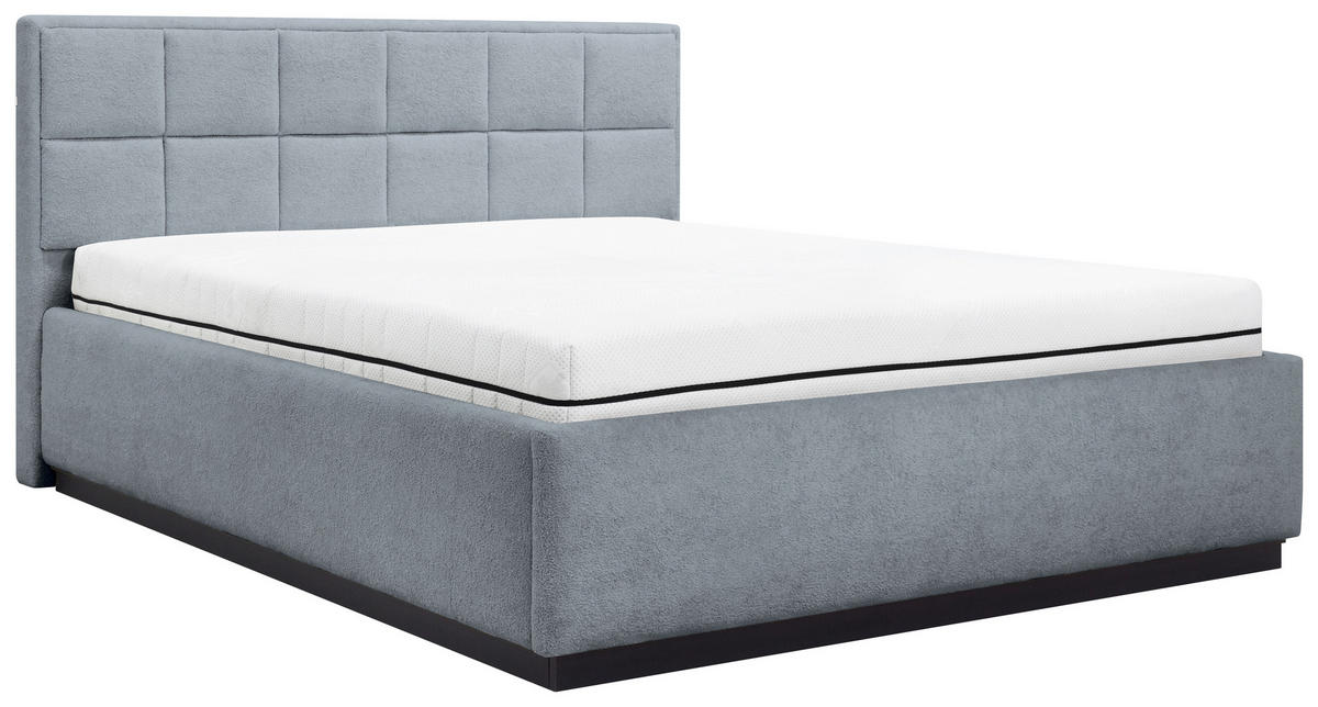 POLSTERBETT 140/200 cm,  in Hellgrau, gepolstertes Kopfteil, Beleuchtung, Lattenrost, Bettkasten,  - Birkefarben/Hellgrau, Design, Holz/Holzwerkstoff (140/200cm) - Chameo