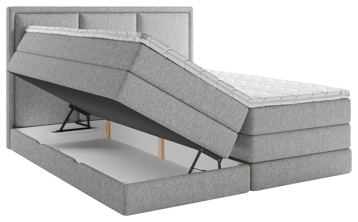 BOXSPRINGBETT 140/200 cm  in Grau  - Grau, Design, Holzwerkstoff/Kunststoff (140/200cm) - MID.YOU