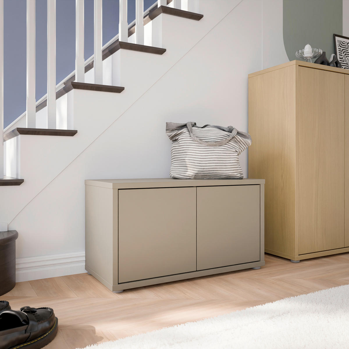 GARDEROBENBANK - Taupe/Grau, MODERN, Kunststoff (74,5/41,5/34,9cm) - Carryhome