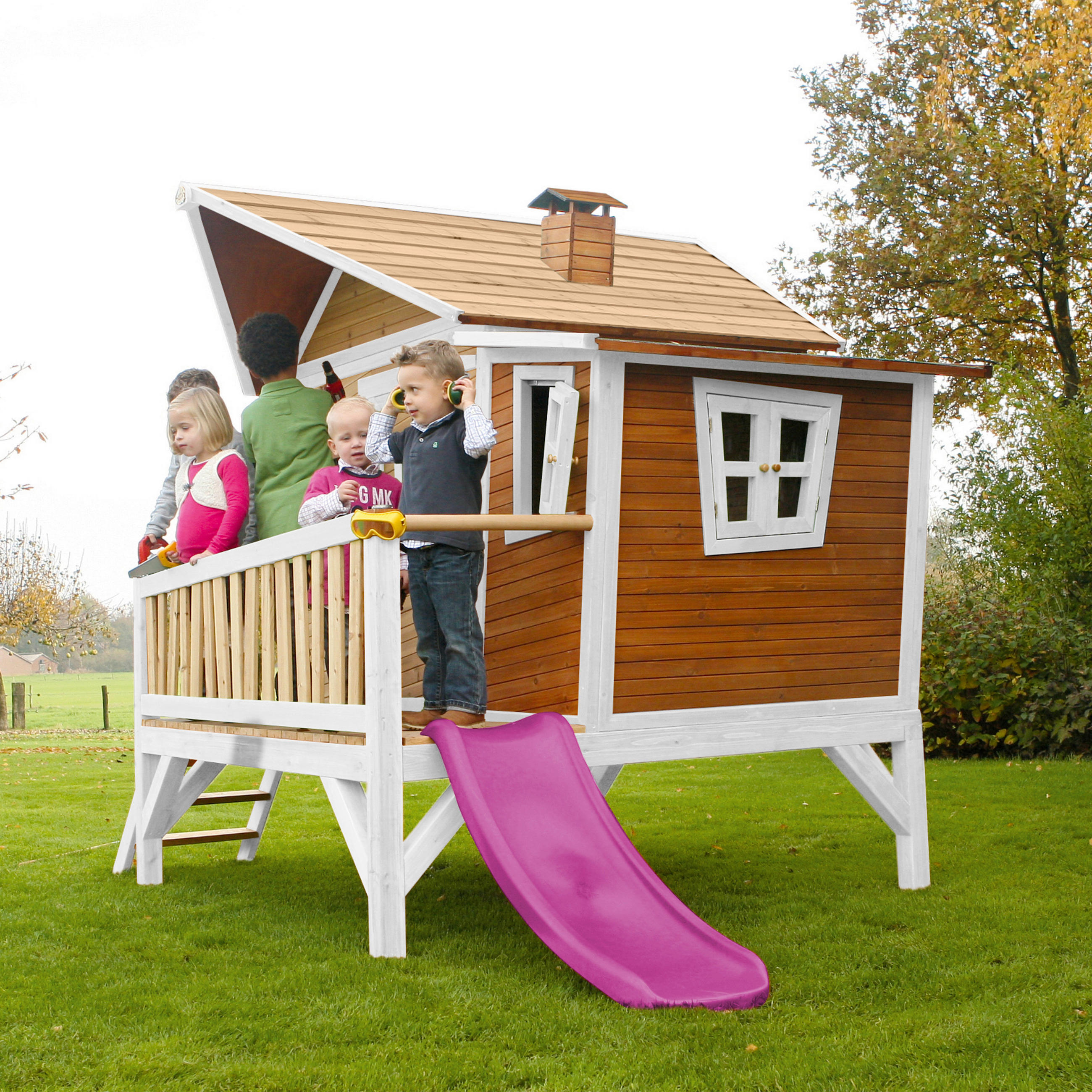 SPIELHAUS 123/12,8/152 cm  - Weiss/Lila, Konventionell, Holz/Kunststoff (123/12,8/152cm)