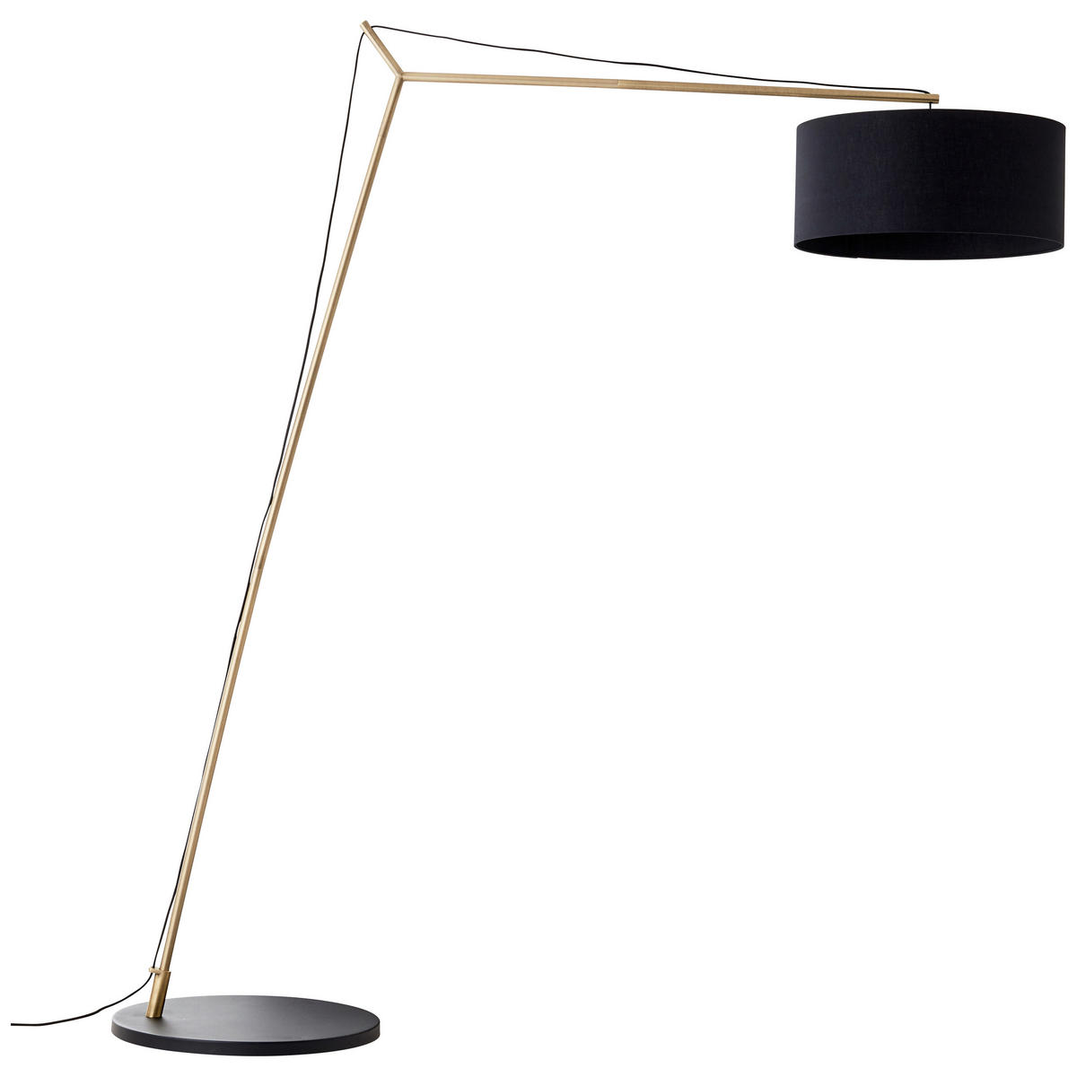 STOJEČA SVETILKA  Annice 160/193/50 cm            - črna/barve medenine, Trendi, kovina/tekstil (160/193/50cm)