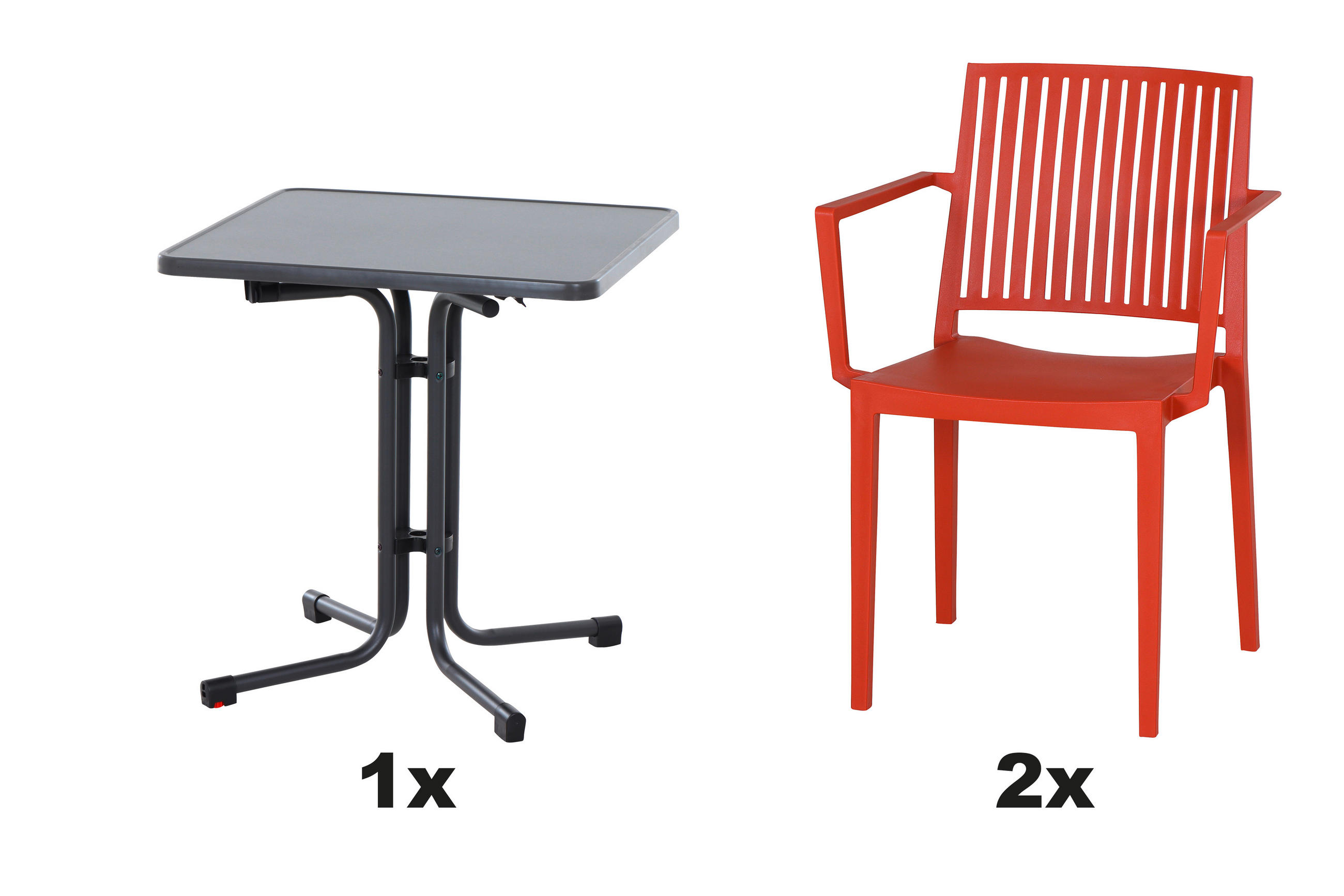 GARTENGARNITUR 3-teilig  - Rot, Basics, Holzwerkstoff/Kunststoff (70/80/70cm) - Siena Garden