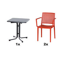 GARTENGARNITUR 3-teilig Stahl  - Rot, Basics, Kunststoff/Metall (70/80/70cm) - Siena Garden