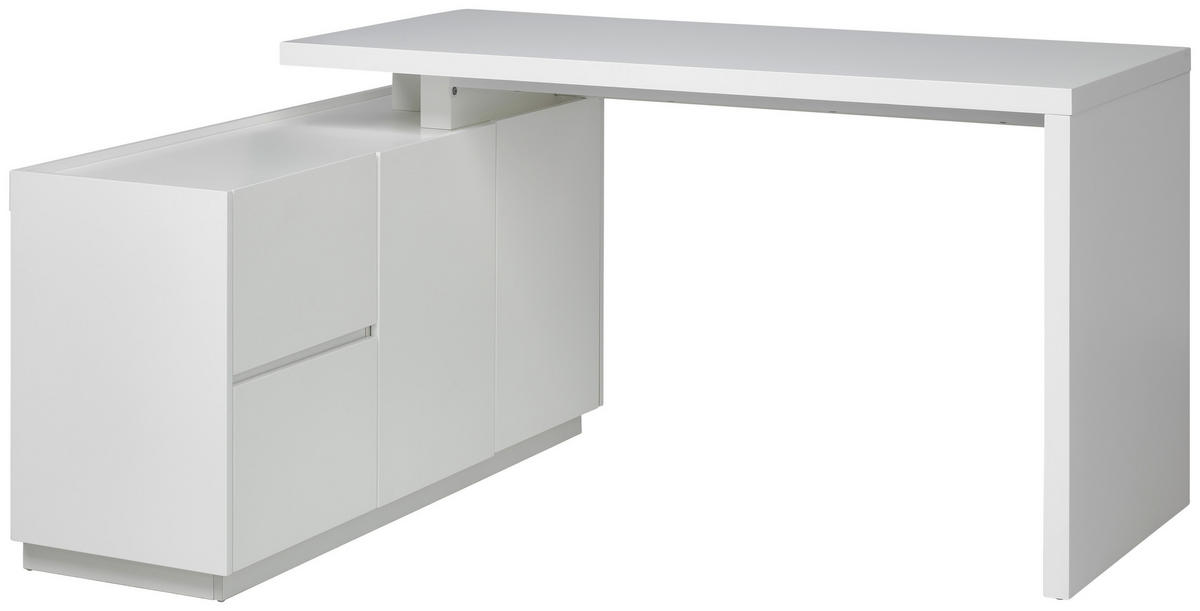 KOTNA PISALNA MIZA leseni material bela  - bela, Moderno, leseni material (150/76/120cm) - MID.YOU