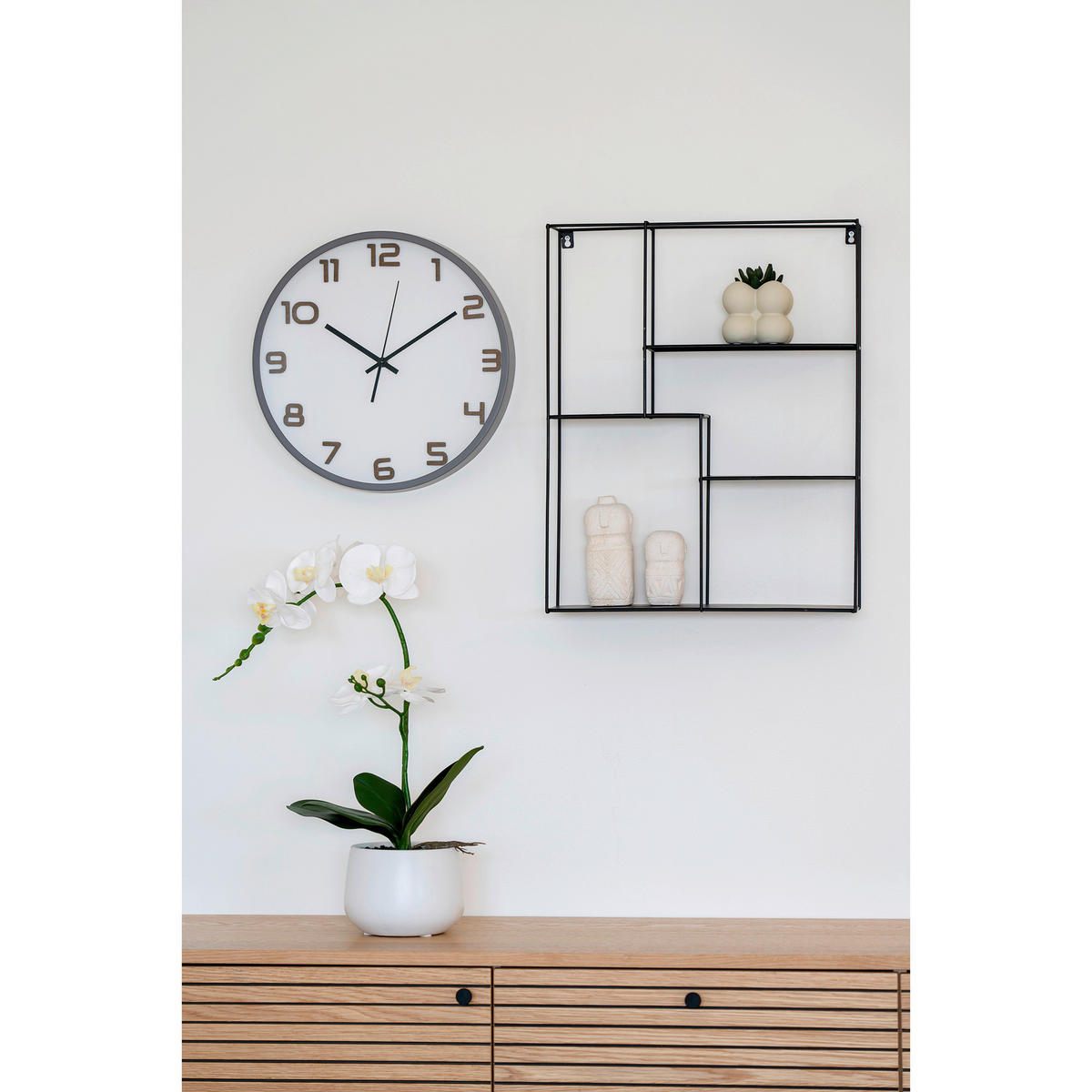 WANDUHR Greenwich Wall Clock Grau, Weiß 35/35/4,5 cm  - Weiß/Grau, Basics, Glas/Kunststoff (35/35/4,5cm)