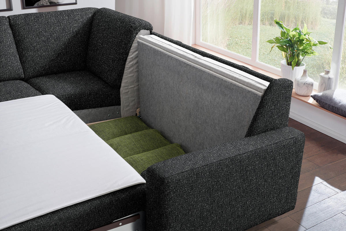 WOHNLANDSCHAFT  in Mikrovelours Anthrazit  - Anthrazit/Alufarben, KONVENTIONELL, Textil (158/323/237cm) - Sedda