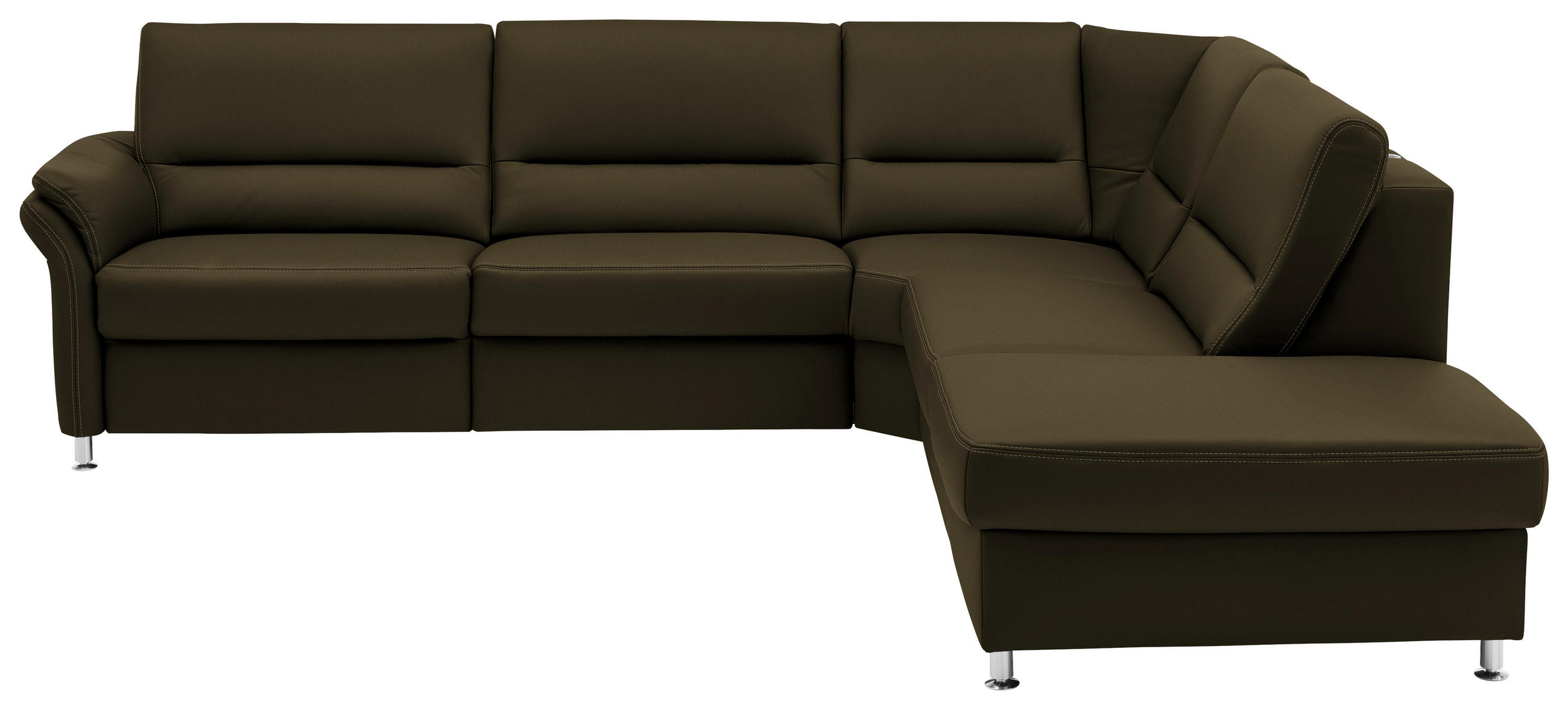 ECKSOFA in Echtleder Grün  288/249 cm  - Beige/Alufarben, Design, Leder/Metall (288/249cm) - Beldomo Premium