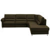 ECKSOFA in Echtleder Grün  - Beige/Alufarben, Design, Leder/Metall (288/249cm) - Beldomo Premium