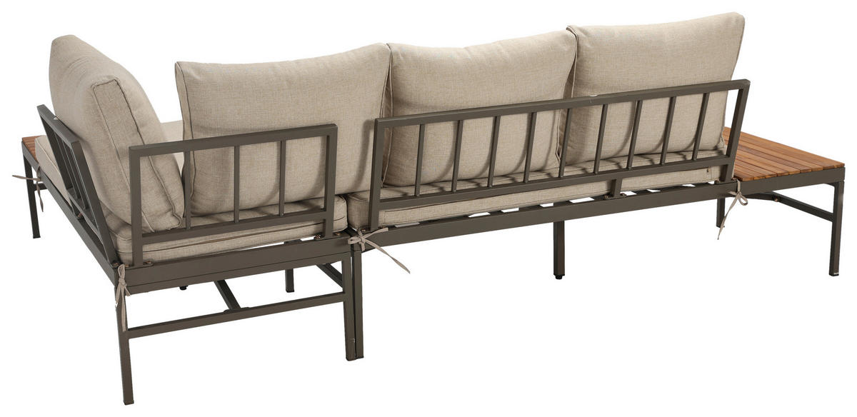 LOUNGEGARNITUR   57/35/57 cm Akazie vollmassiv Aluminium  - Beige/Beigebraun, MODERN, Holz/Textil (57/35/57cm) - Ambia Garden