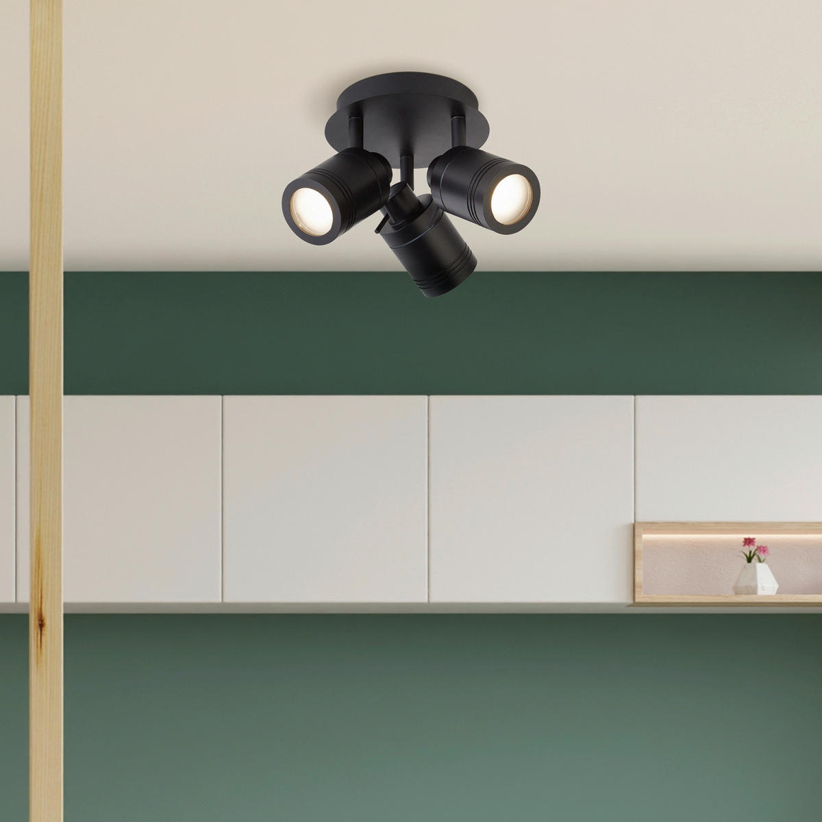 DECKENSTRAHLER Samson 28/16 cm  - Schwarz, Design, Kunststoff/Metall (28/16cm)