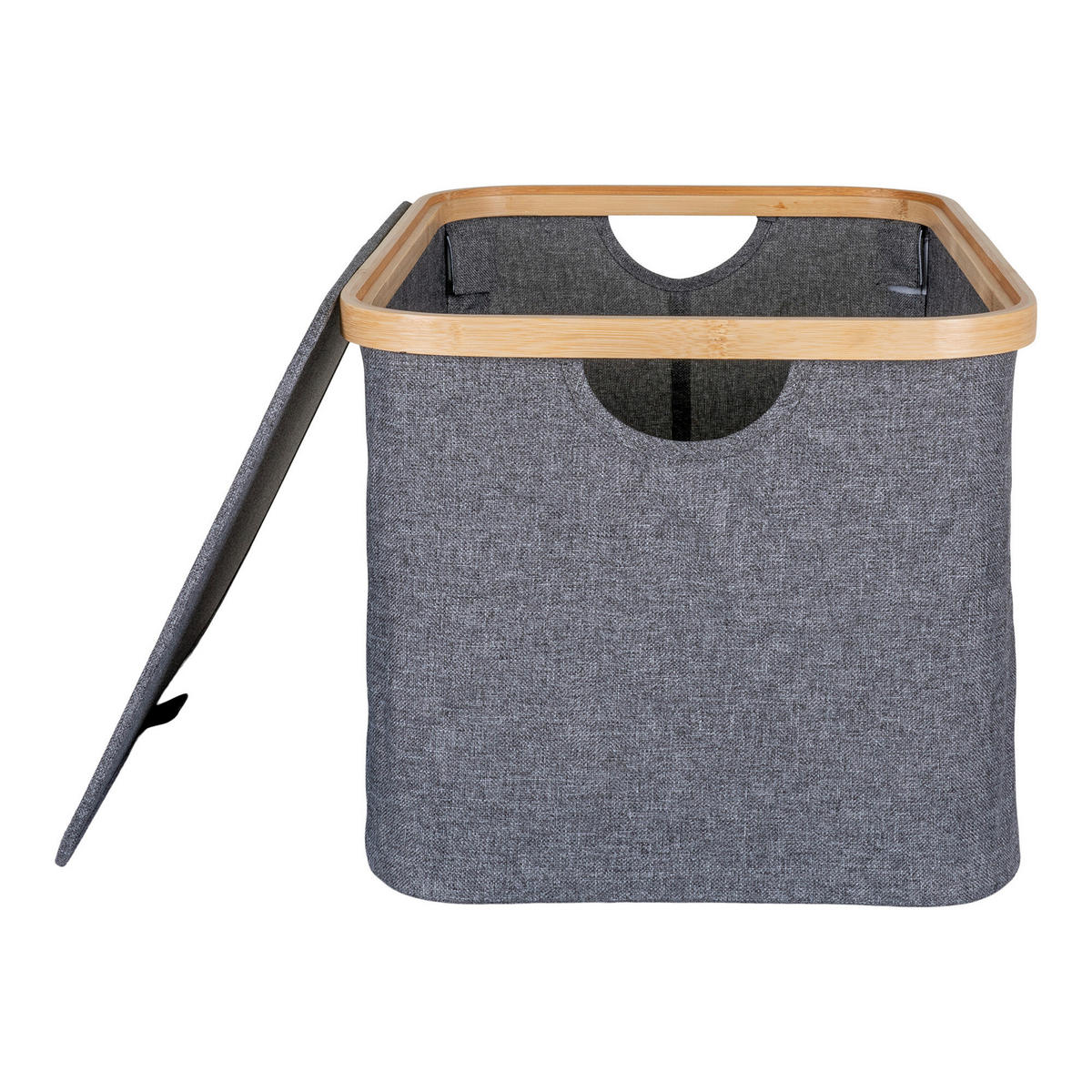 AUFBEWAHRUNGSBOX     - Dunkelgrau/Naturfarben, Basics, Holz/Textil (45/25/30cm)