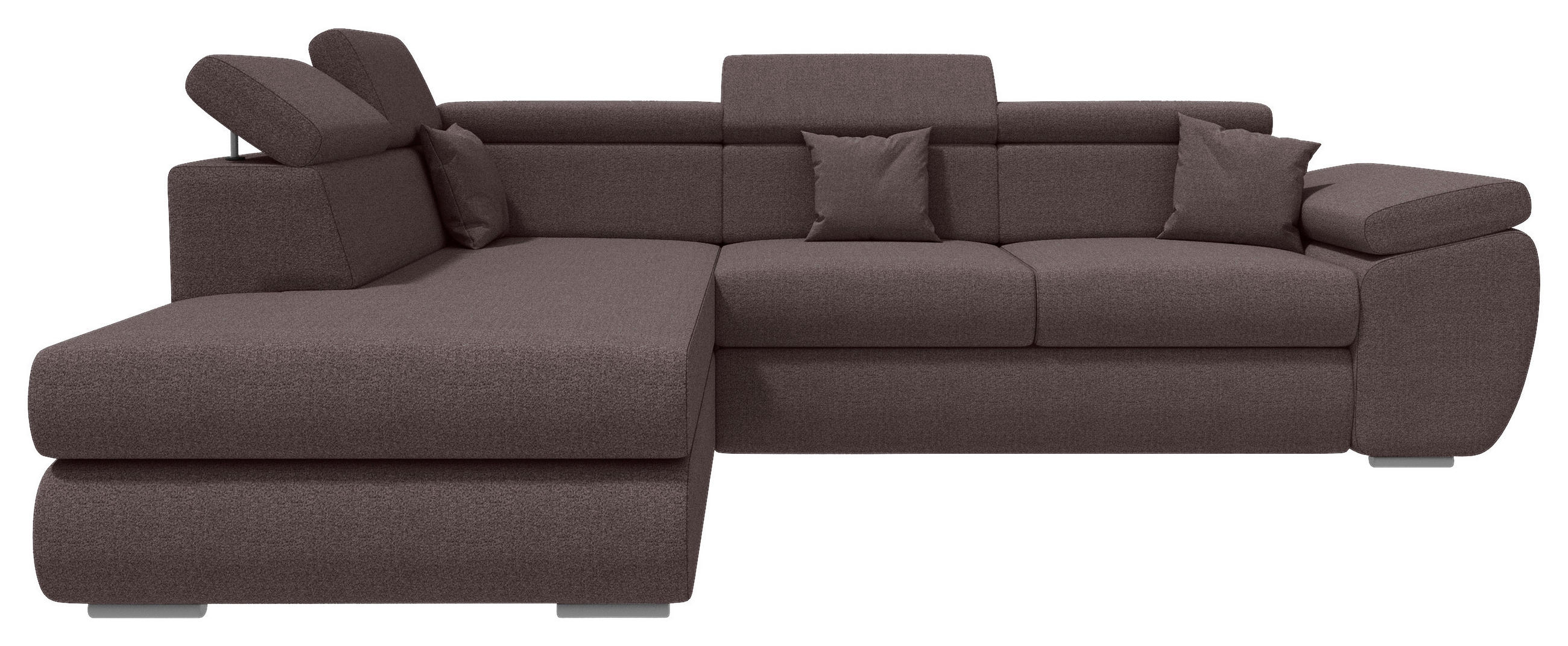 ECKSOFA Graubraun Struktur  - Chromfarben/Graubraun, KONVENTIONELL, Kunststoff/Textil (205/282cm) - Carryhome