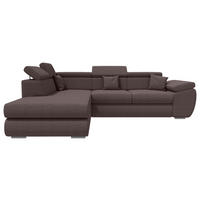 ECKSOFA Graubraun Struktur  - Chromfarben/Graubraun, KONVENTIONELL, Kunststoff/Textil (205/282cm) - Carryhome