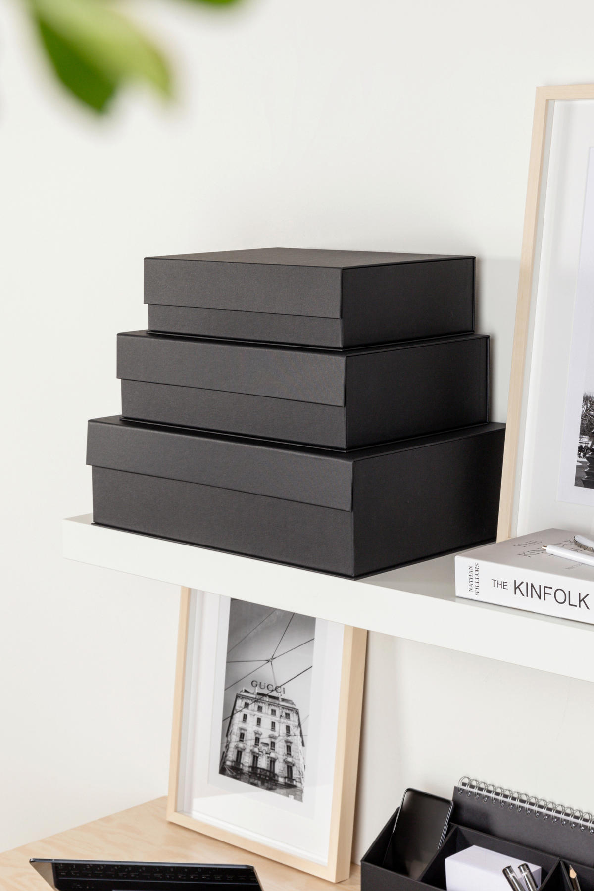 AUFBEWAHRUNGSBOX    23/31.5/9 cm  - Schwarz, Basics, Karton/Papier (23/31.5/9cm)