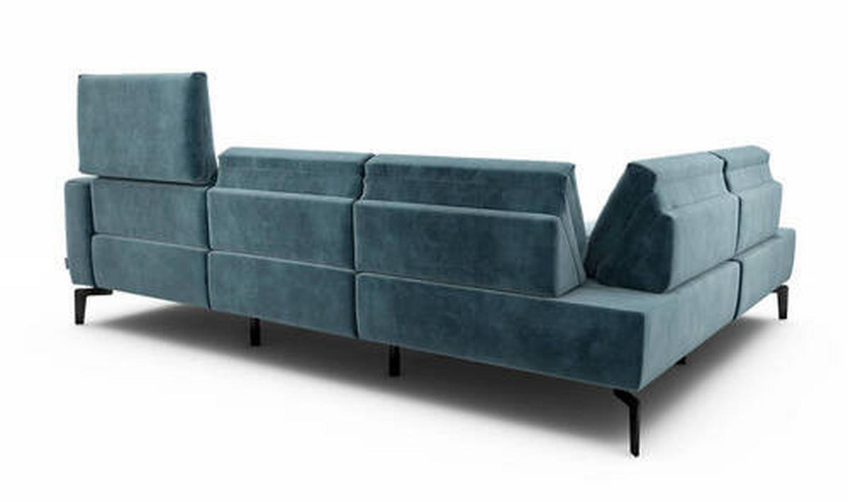 ECKSOFA Cosy Blau Samt  - Blau/Schwarz, Design, Textil/Metall (193/256cm) - SENSOO
