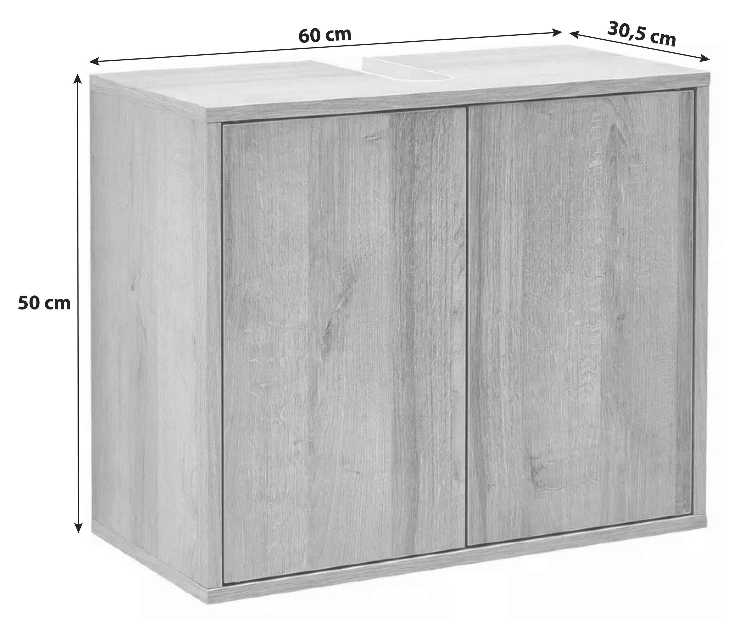 Thumbnail - Mid.you Waschbeckenunterschrank, Eiche, Holzwerkstoff, 60x50x30.5 cm, hängend, Badezimmer, Badezimmerschränke, Waschbeck...